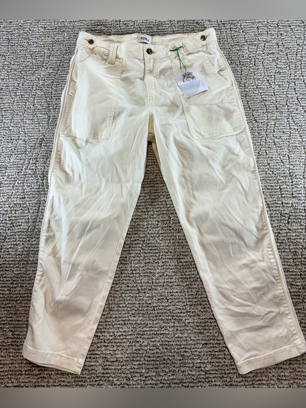 NEW Pistola Women’s Size 32 Ecru Workwear-Inspired Utility Fatigue Pants
